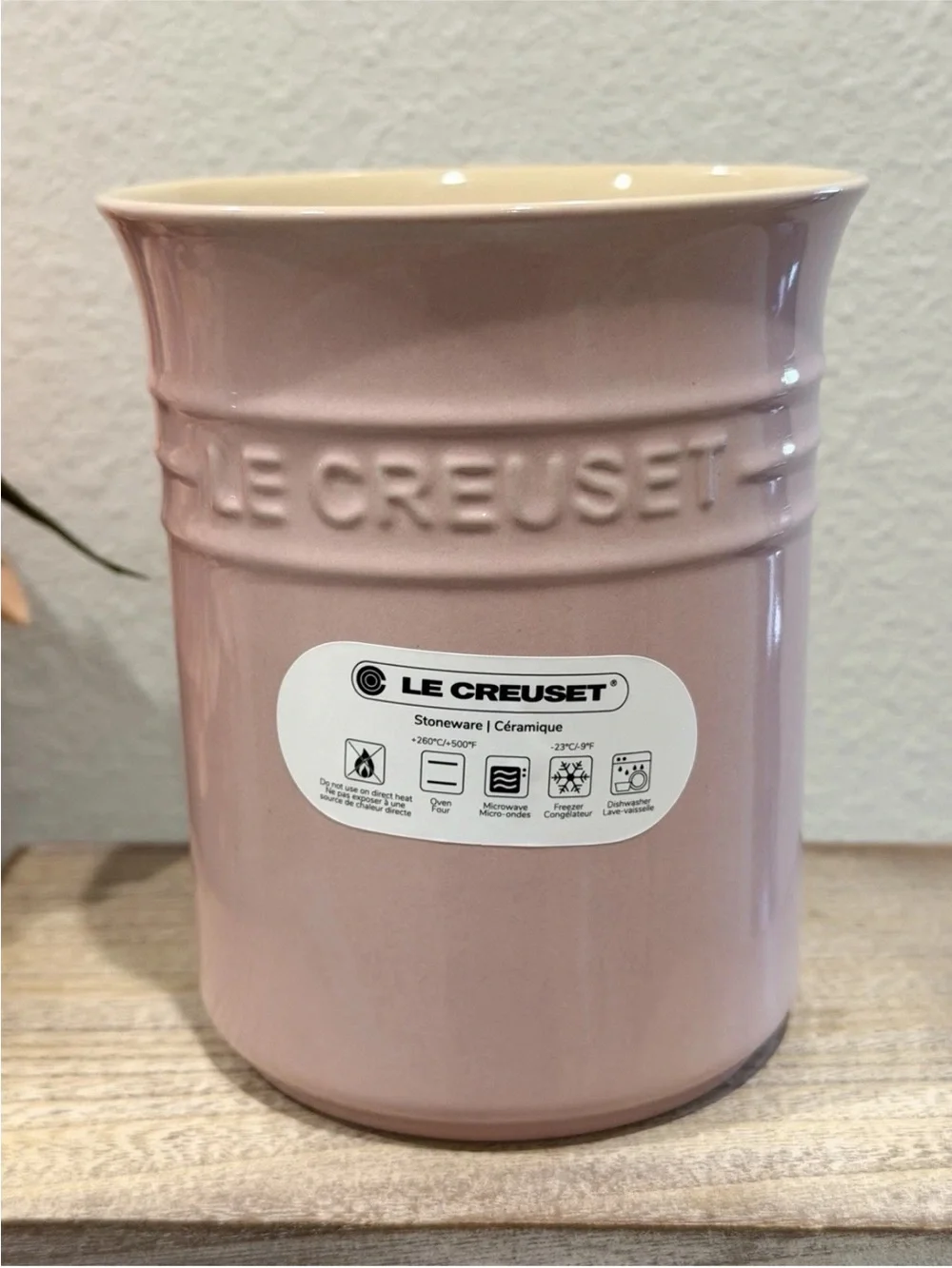 Le Creuset Stoneware Utensil Crock Holder 1L / 1.8 Qt - Chiffon Pink - Rare
